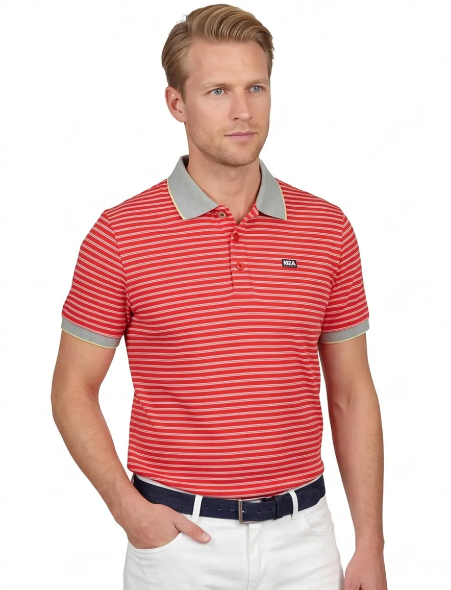 New Zealand Ourauwhare poloshirt normale fit rood gestreept