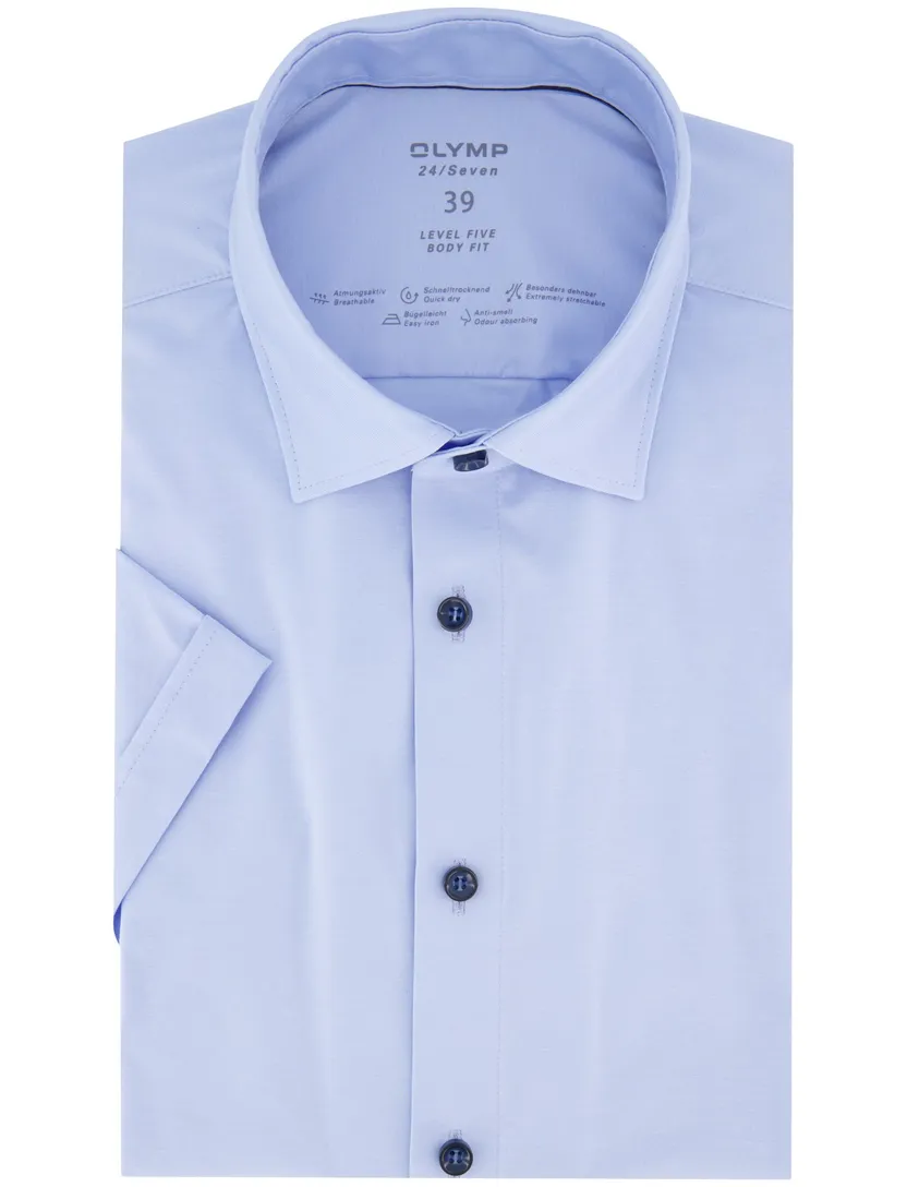 Olymp overhemd body fit lichtblauw semi-wide collar