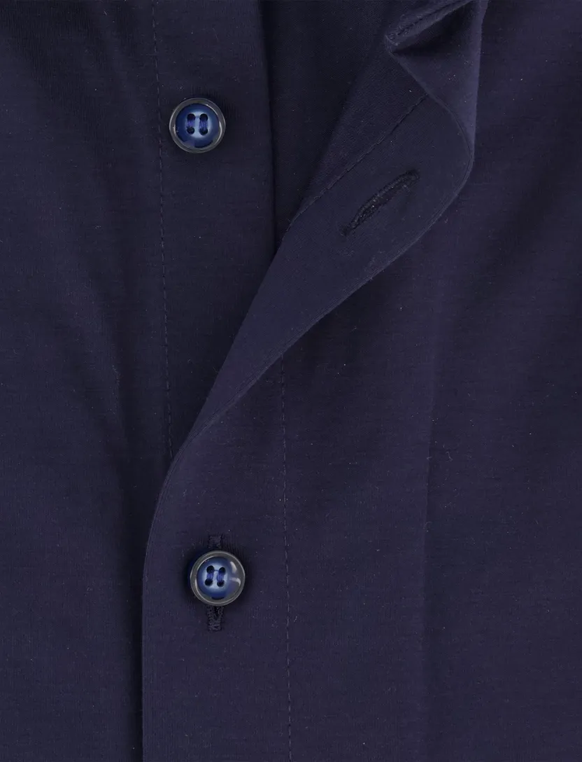 katoenen overhemd korte mouw Olymp effen donkerblauw
