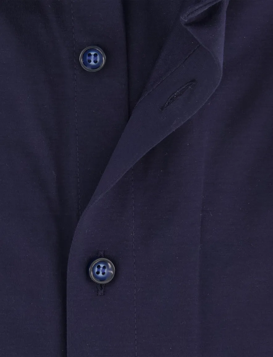 Olymp slim fit overhemd korte mouw donkerblauw effen
