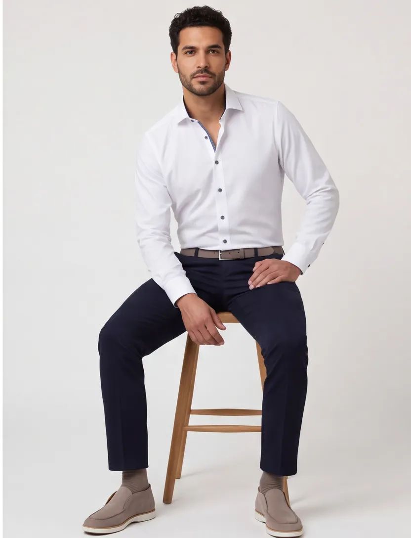 Olymp overhemd body fit wit effen wide collar