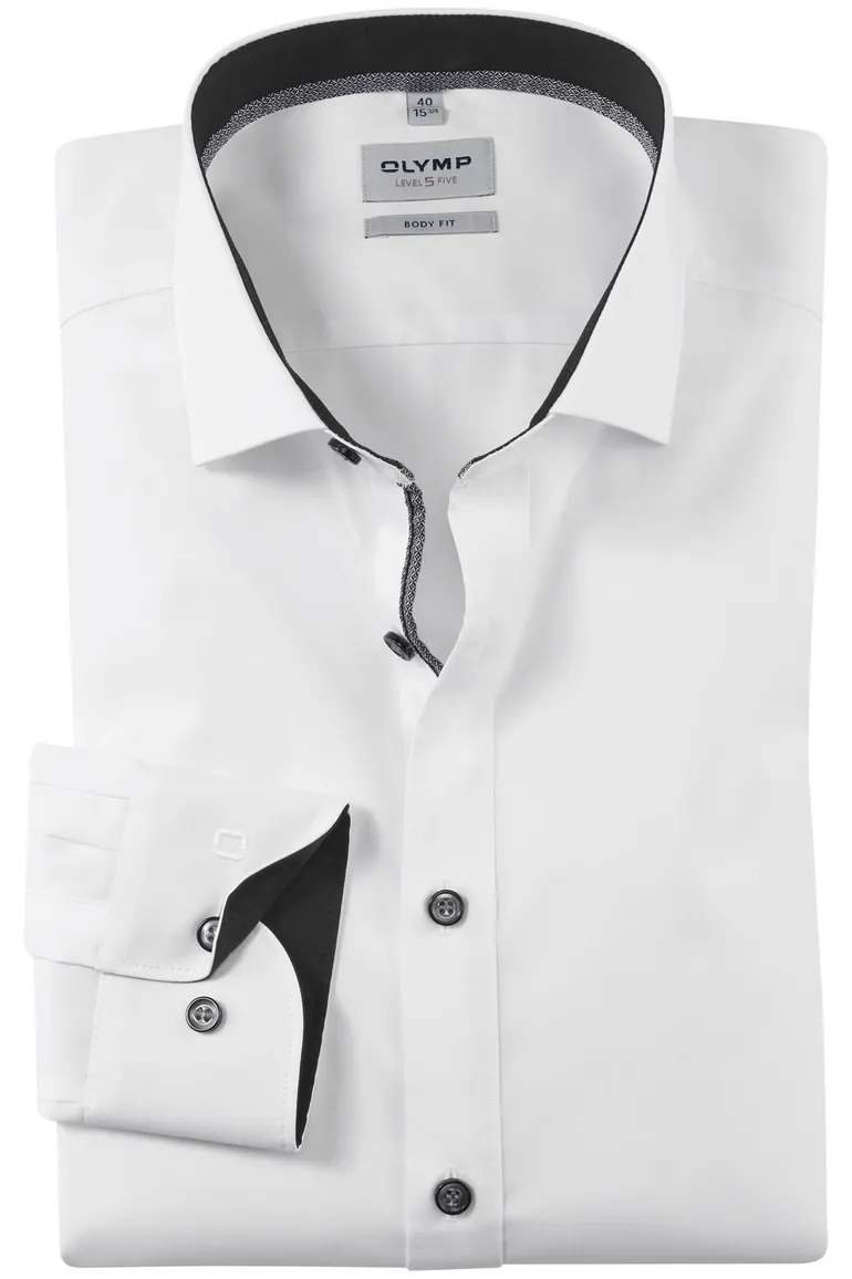 Olymp overhemd Level Five ml 7 body fit wit Comfort Stretch katoen