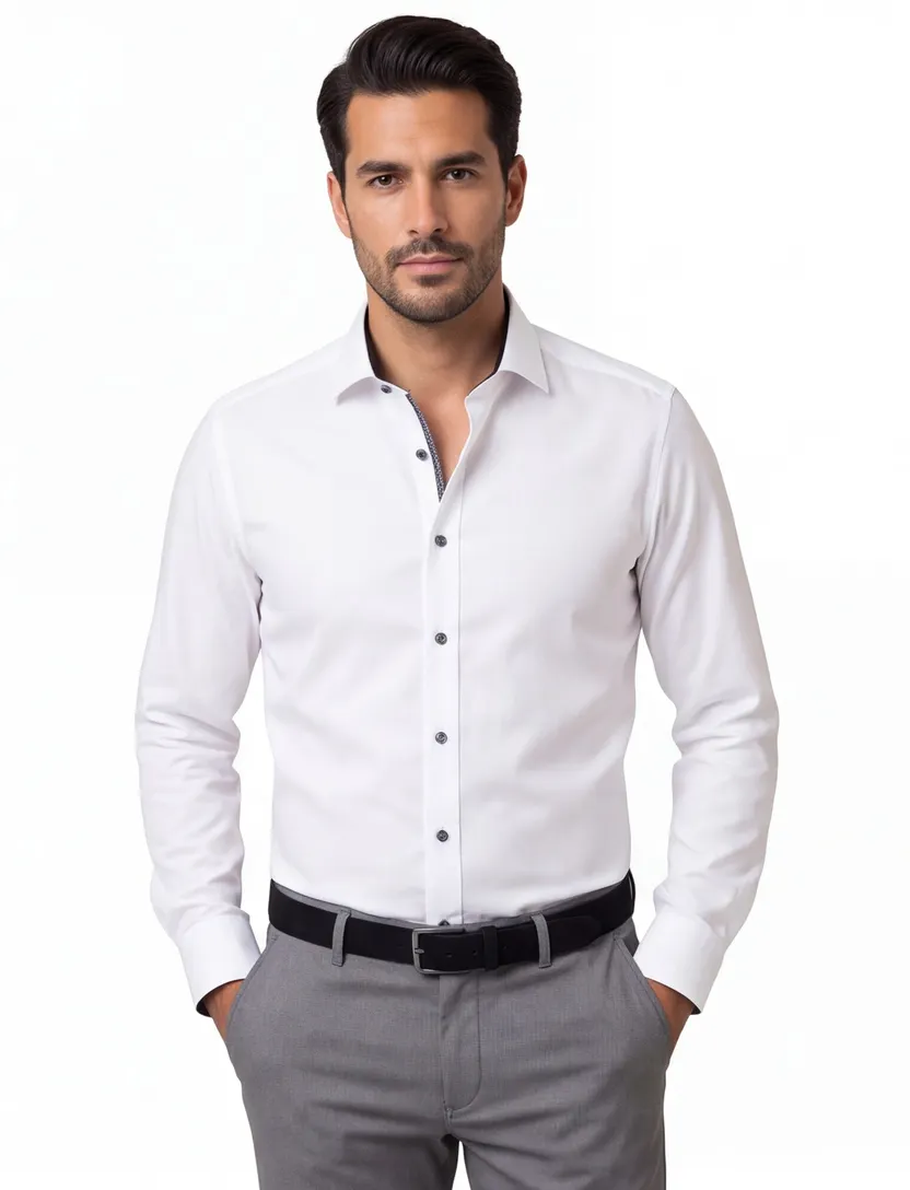 Olymp overhemd katoen Level Five ml 7 body fit wit Comfort Stretch