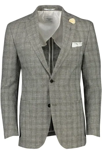 Carl Gross Carl Gross colbert Sakko grijs geruit linnen normale fit perfect match