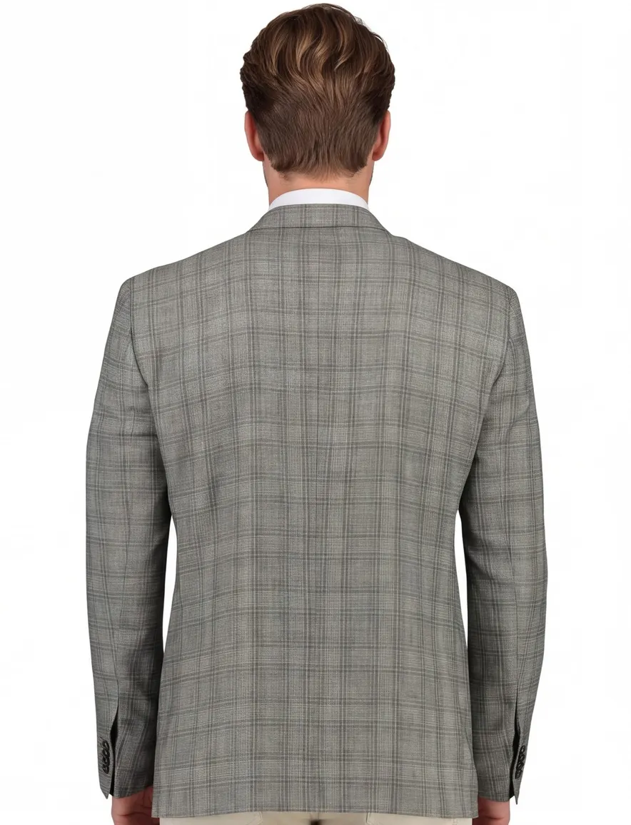 Carl Gross Sakko colbert groen geruit linnen perfect match normale fit