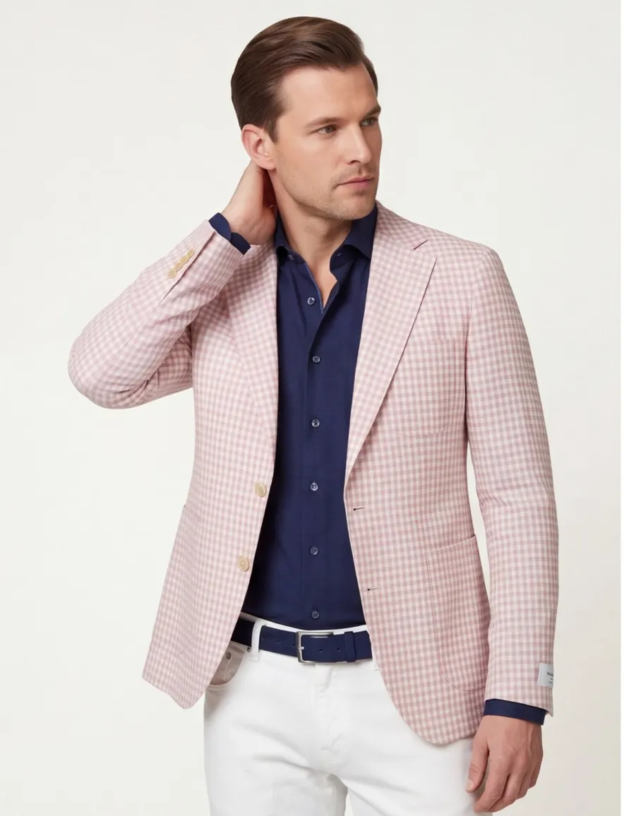 Carl Gross colbert roze wit geruit
