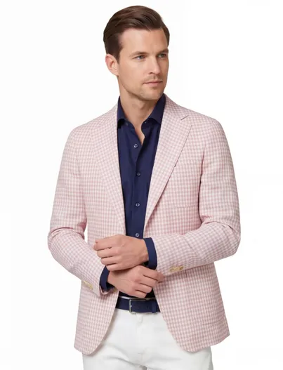 Carl Gross Carl Gross colbert roze geruit wol slim fit Blackline Sharp Fit