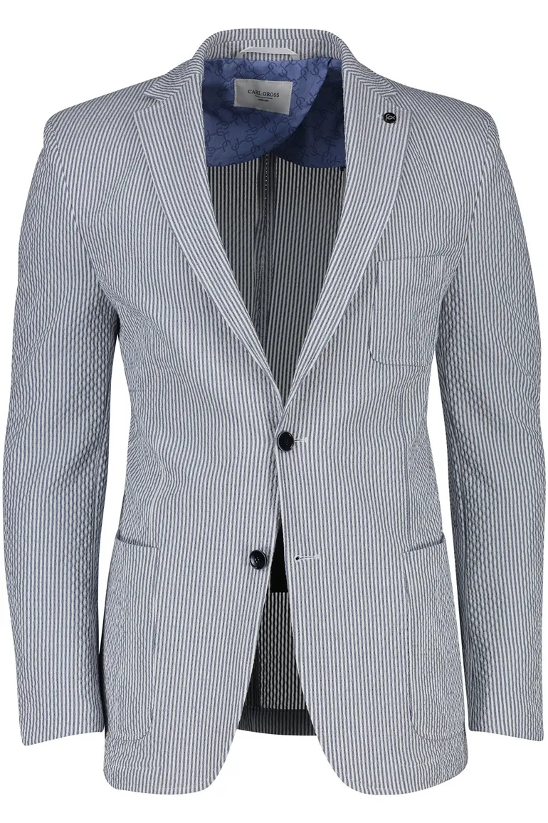 Carl Gross Taivo-S colbert gestreept blauw wit