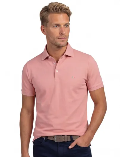 Portofino Portofino polo normale fit roze effen katoen