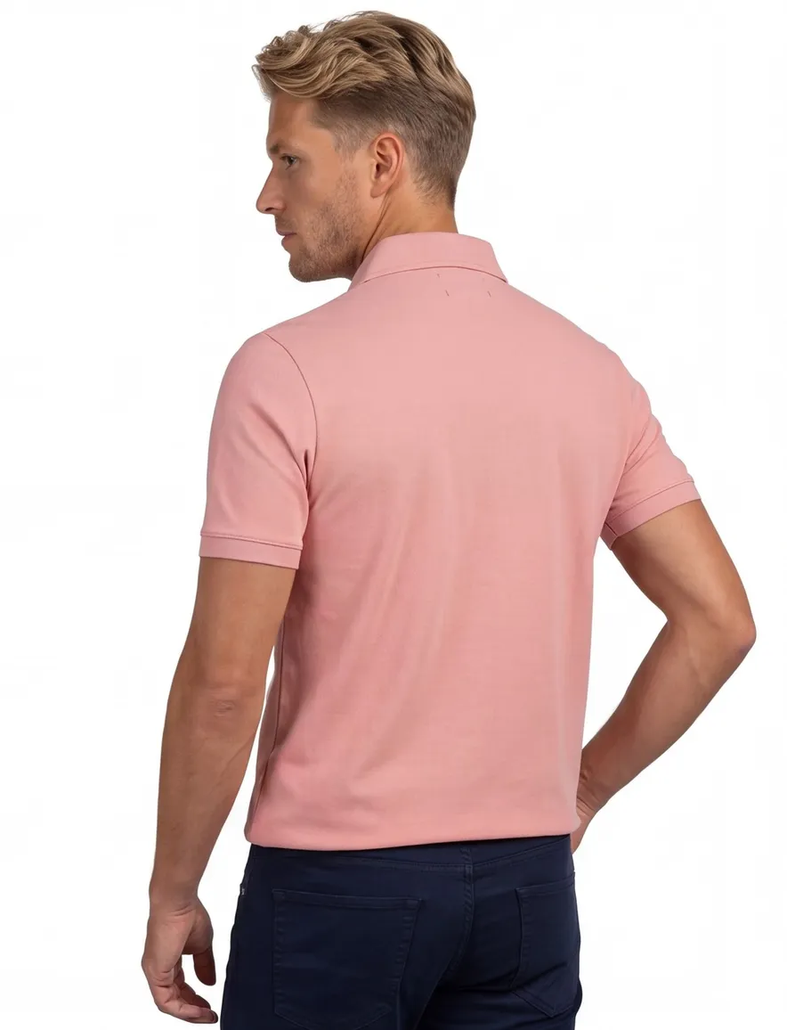 Portofino polo korte mouw normale fit roze effen katoen