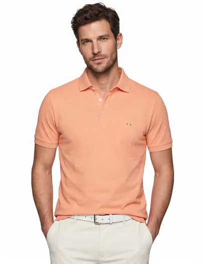 Portofino Portofino polo normale fit oranje effen katoen
