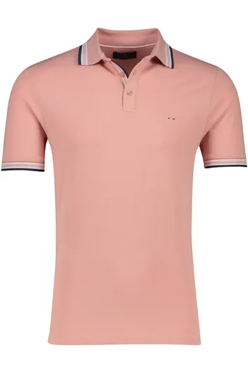 Portofino Portofino polo normale fit lichtroze effen katoen zwart roze details Imola
