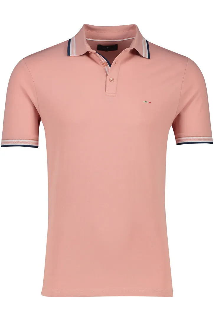 Portofino polo normale fit lichtroze effen katoen zwart roze details Imola