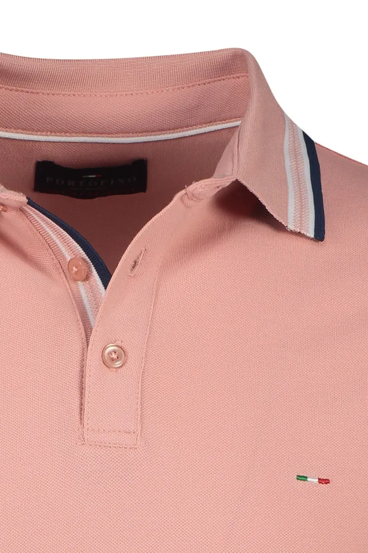 Portofino polo normale fit lichtroze effen katoen zwart roze details Imola