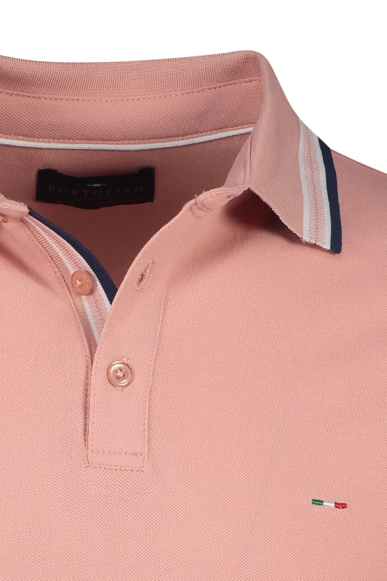Portofino polo normale fit lichtroze effen katoen