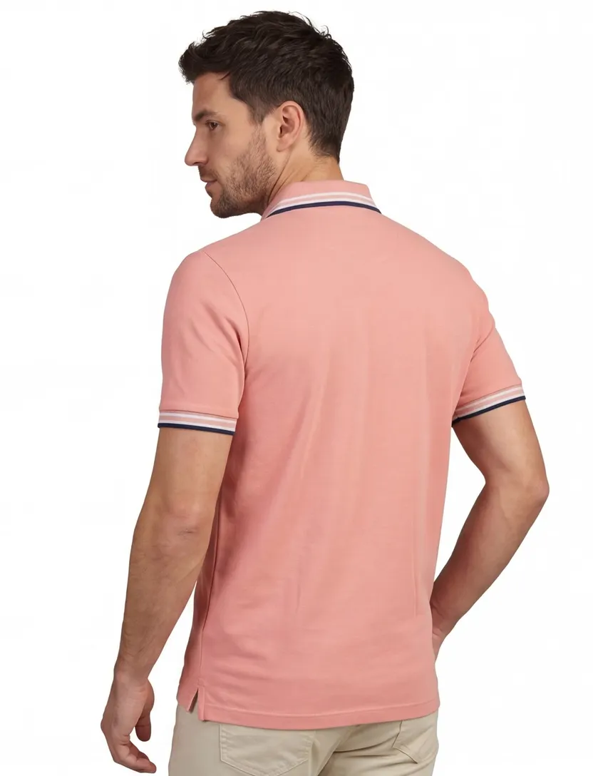 Portofino polo normale fit lichtroze effen katoen zwart roze details Imola