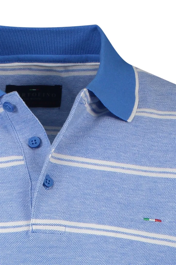 Portofino polo normale fit blauw gestreept katoen 3 knoops