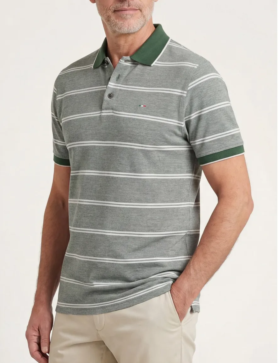 Poloshirt portofino Mugello groen gestreept
