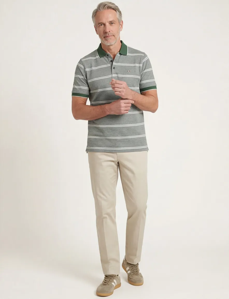 Poloshirt portofino Mugello groen gestreept