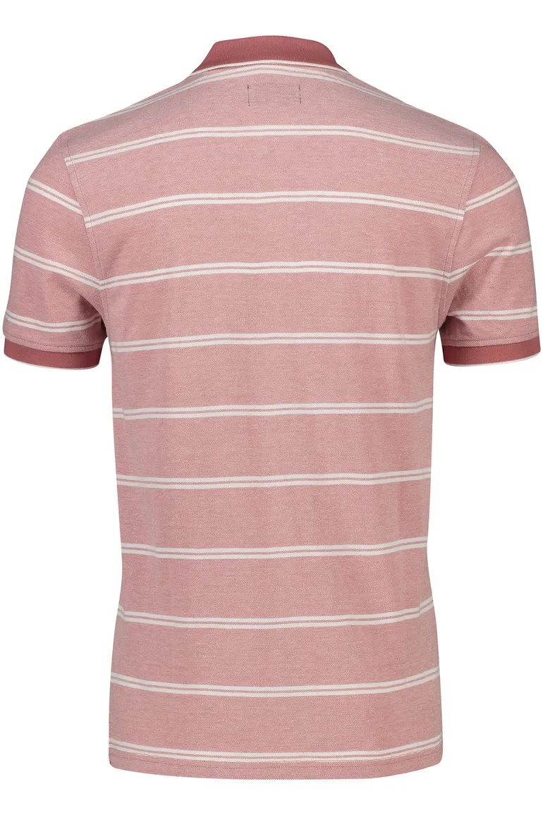 Portofino polo normale fit roze en wit gestreept katoen
