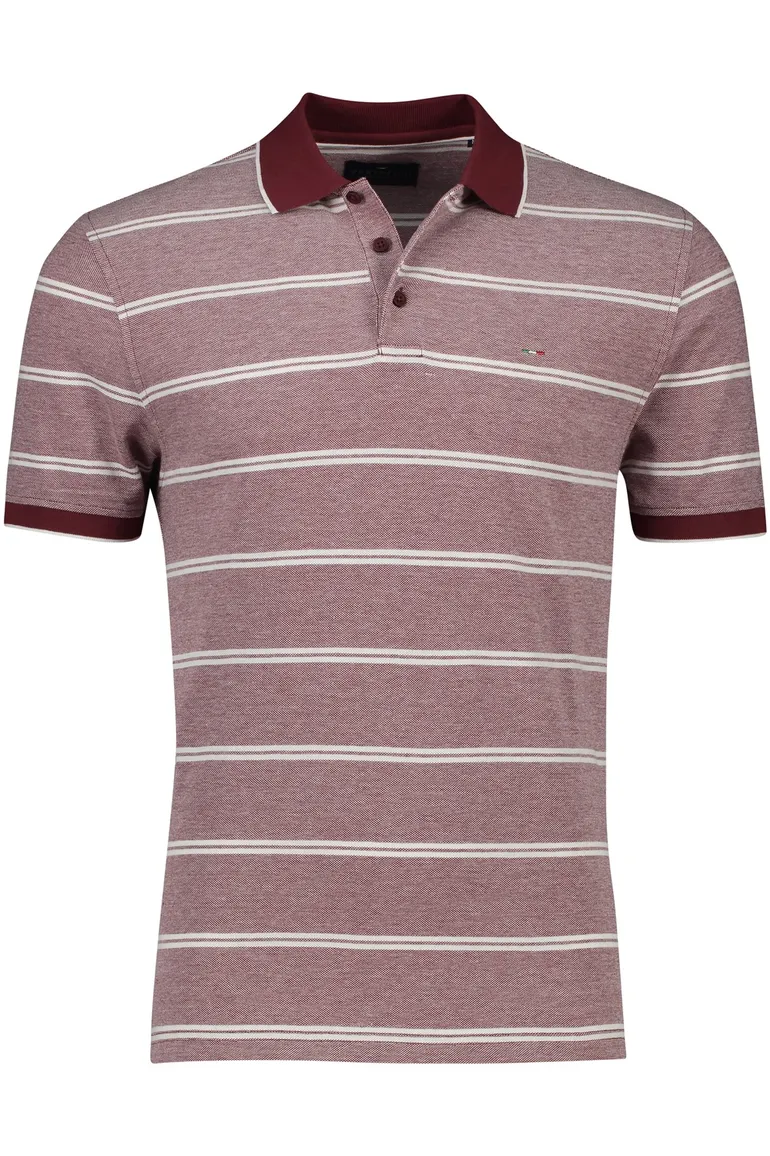 Portofino polo normale fit rood gestreept 3 knoops