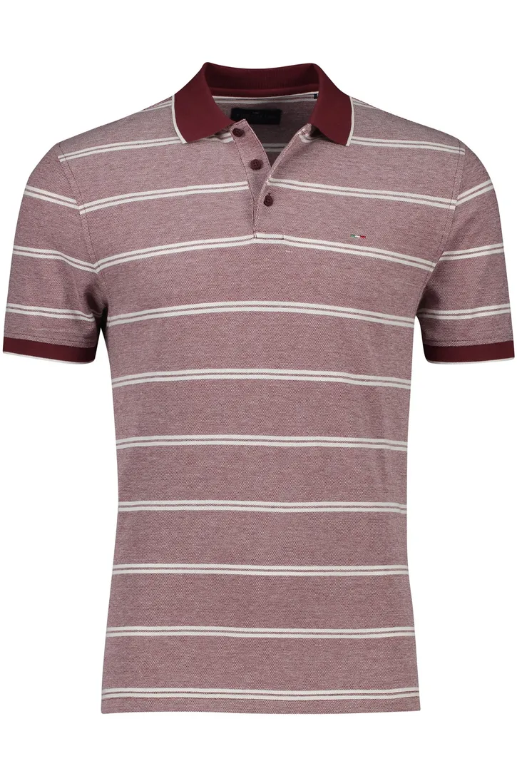 Portofino polo normale fit rood wit gestreept