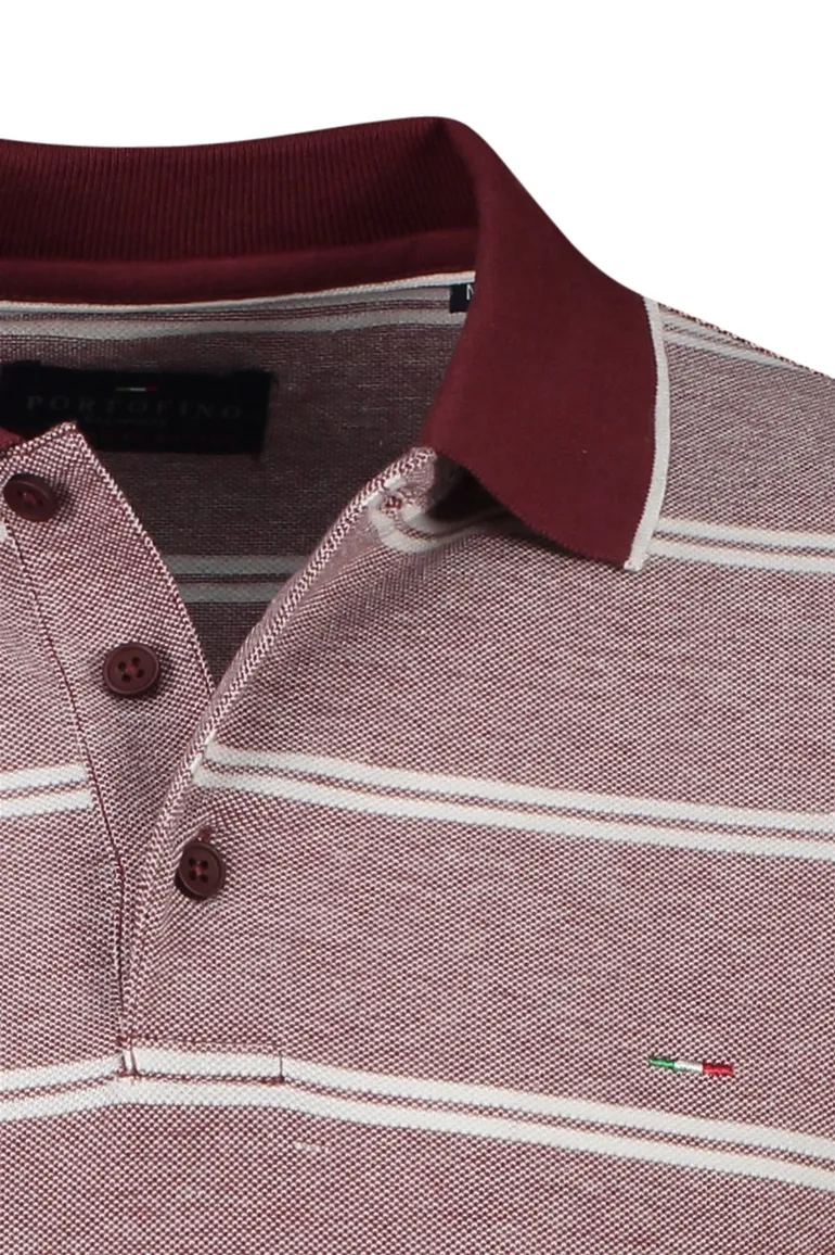 Portofino polo normale fit rood gestreept 3 knoops