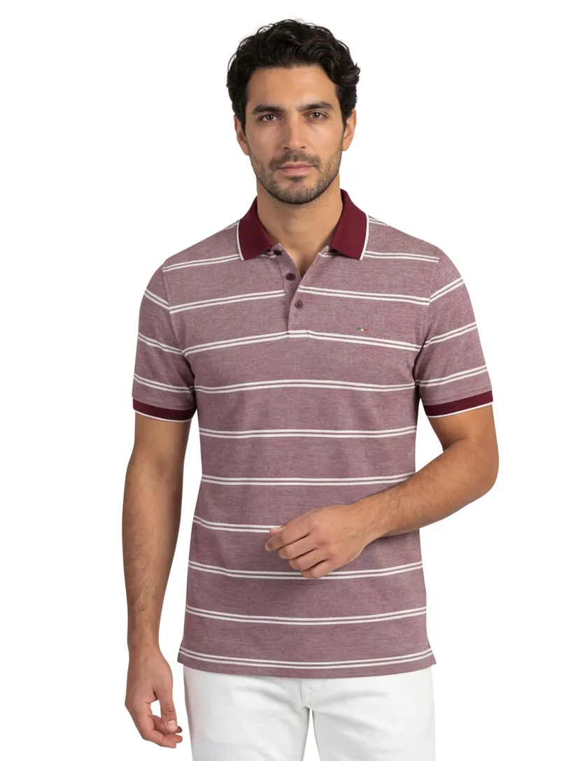 Portofino polo normale fit rood wit gestreept