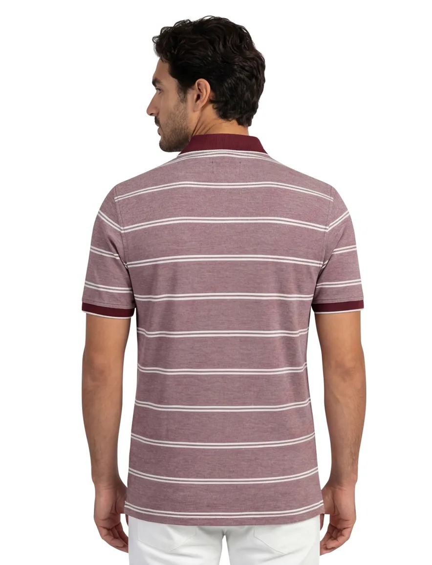 Portofino polo normale fit rood gestreept 3 knoops