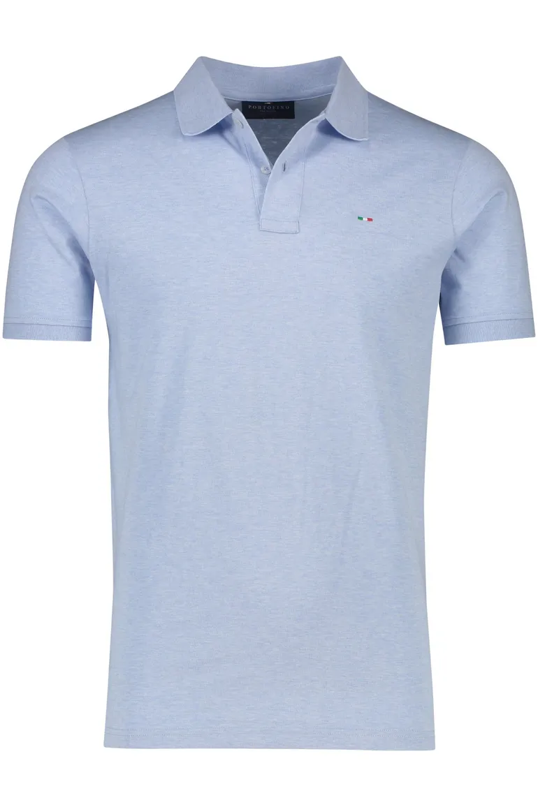 Portofino polo Milano normale fit lichtblauw effen 2 knoops katoen