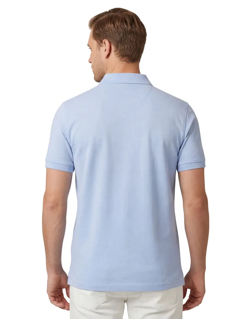 Portofino polo normale fit 2 knoops Milano lichtblauw effen katoen