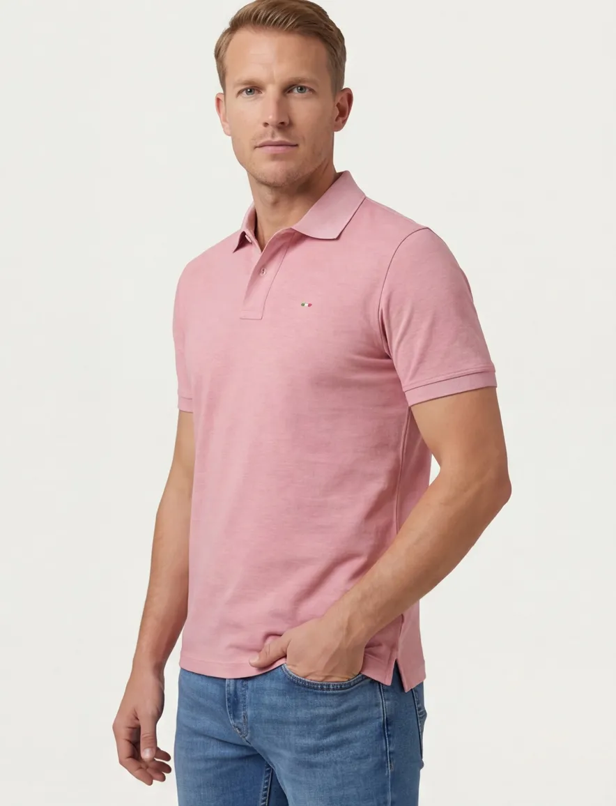 Roze portofino polo korte mouw normale fit effen katoen herenmode