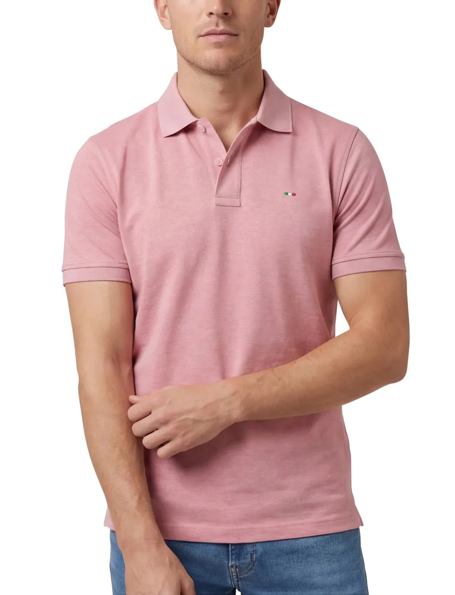 Roze portofino polo korte mouw normale fit effen katoen herenmode