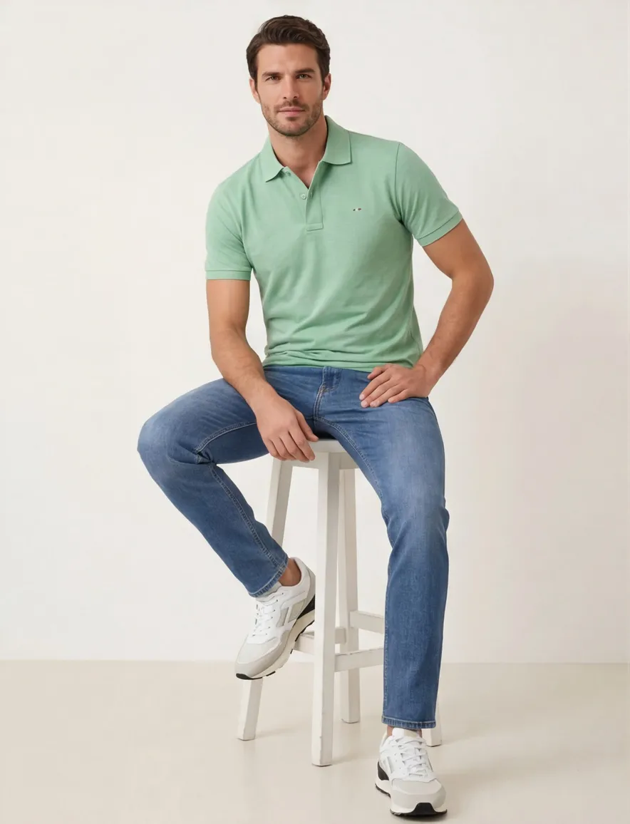 Portofino poloshirt groen effen
