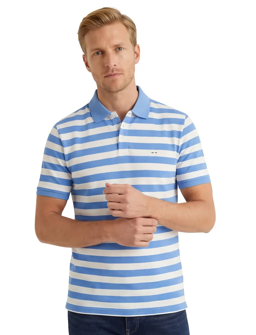 Portofino Amalfi polo korte mouw lichtblauw wit