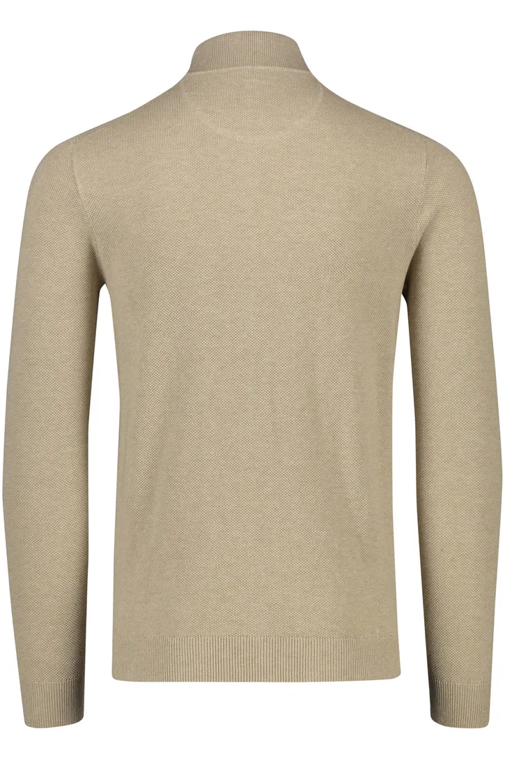 Portofino vest beige rits effen katoen opstaande kraag