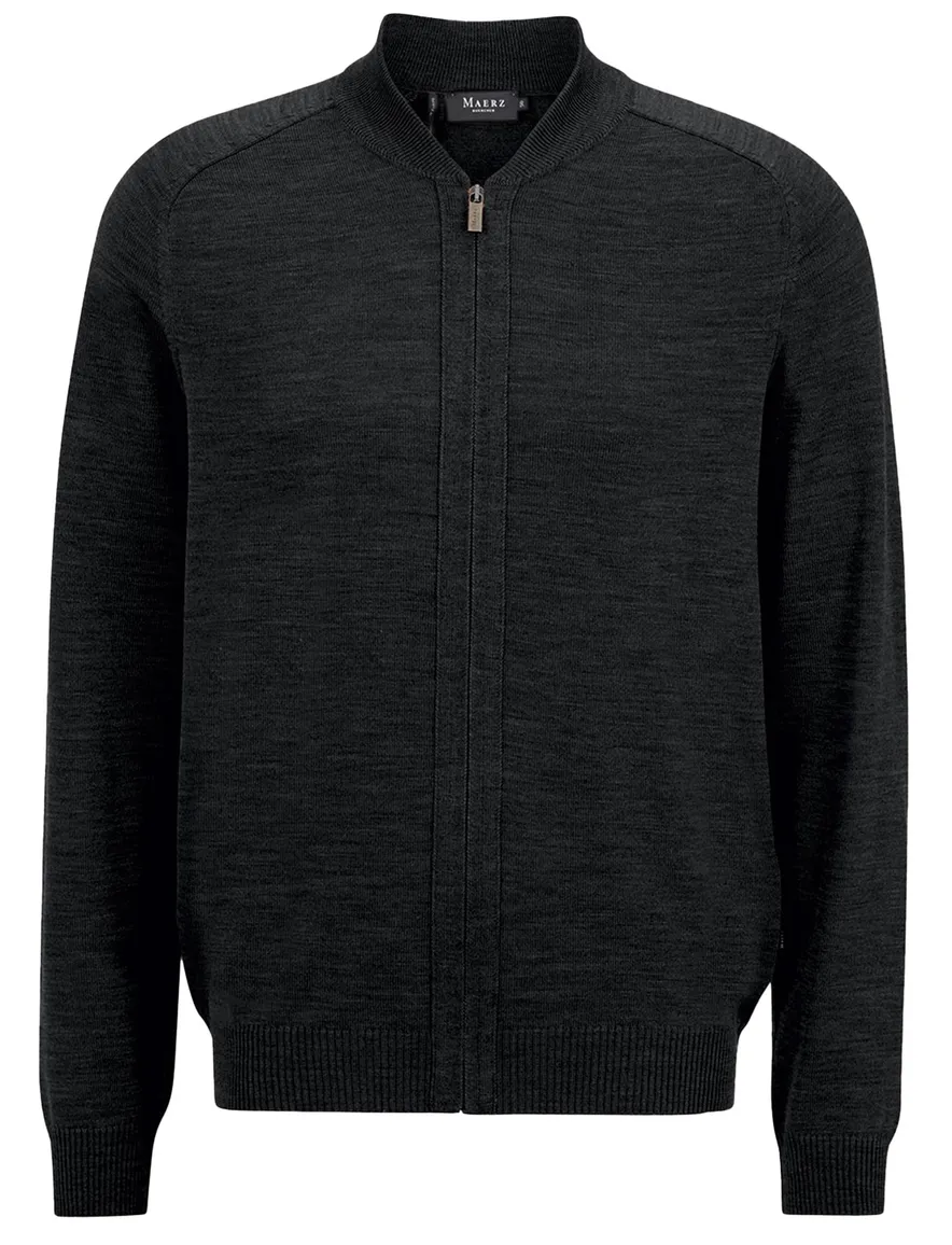 Maerz vest zwart rits effen wol