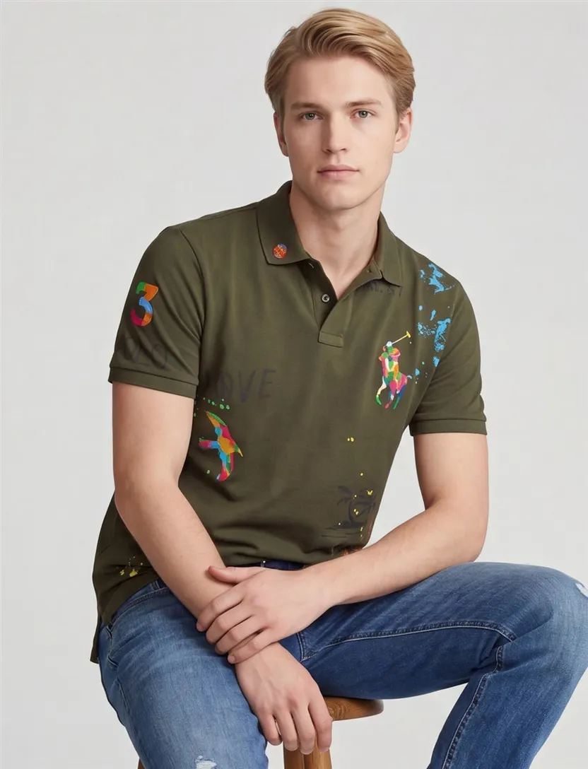 Polo Ralph Lauren polo korte mouw normale fit groen geprint katoen