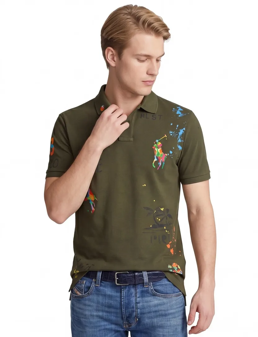 Polo Ralph Lauren polo korte mouw normale fit groen geprint katoen