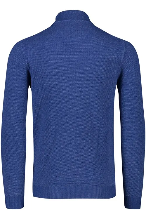 Vest Portofino opstaande kraag donkerblauw rits effen katoen