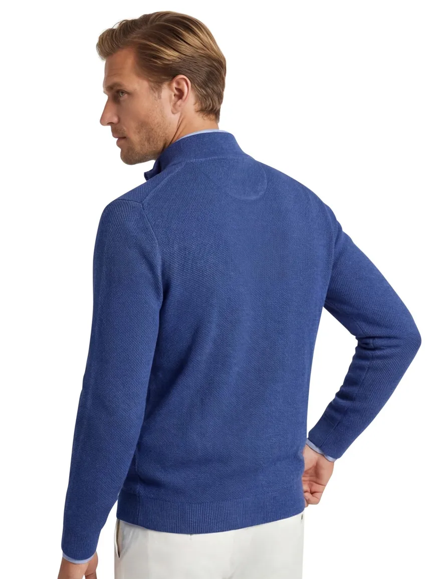 Vest Portofino opstaande kraag donkerblauw rits effen katoen