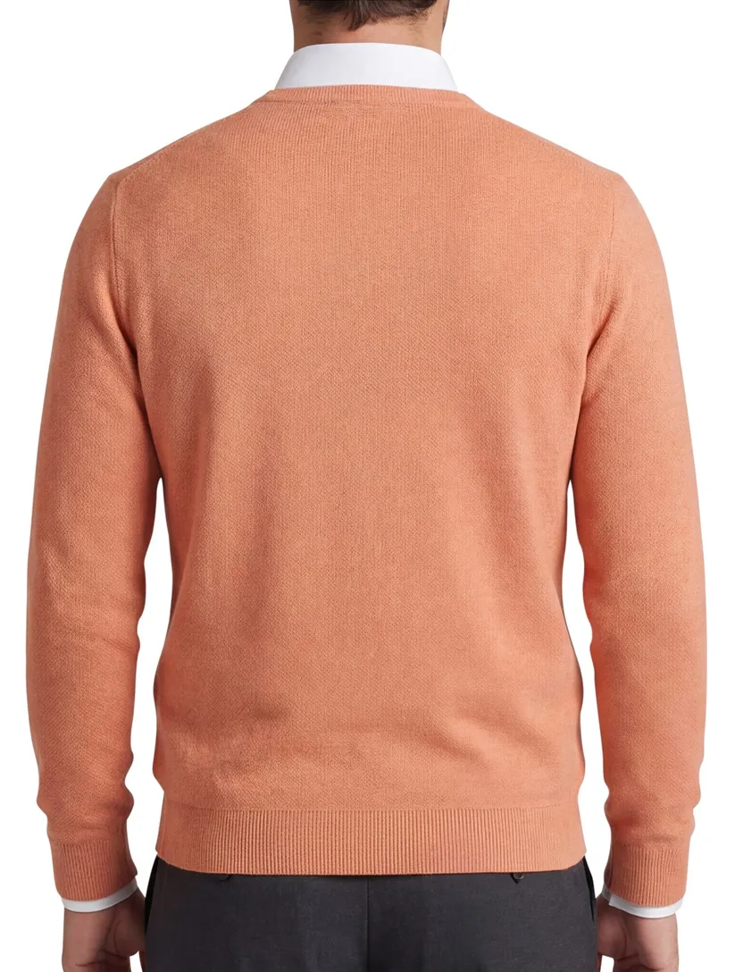 Portofino trui v-hals oranje effen 100% katoen
