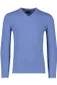 Portofino trui v-hals blauw met logo effen katoen
