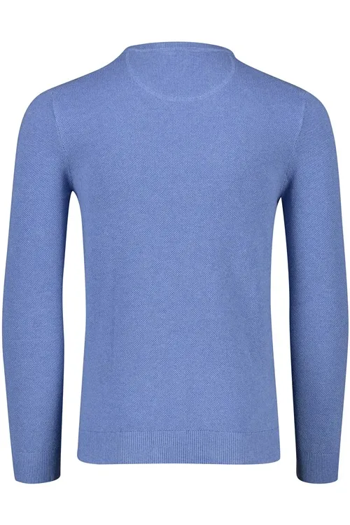 Portofino trui v-hals blauw met logo effen katoen