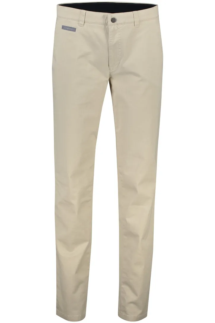 katoenen broek COM4 chino beige effen