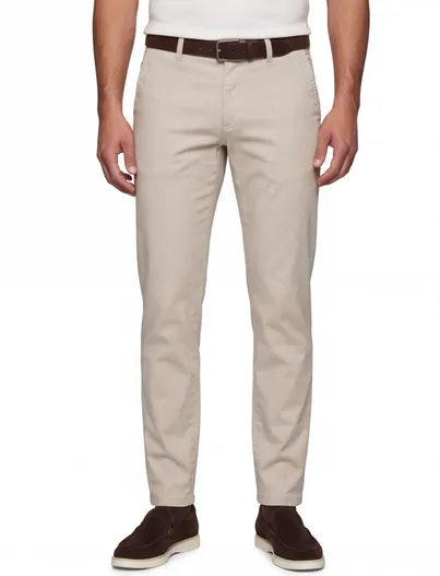 COM4 COM4 Modern chino beige effen katoen