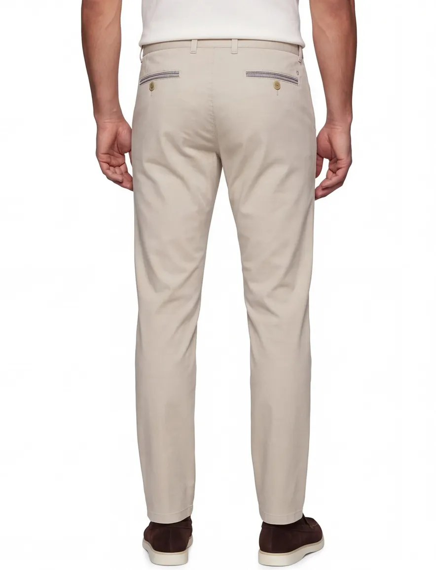 COM4 Modern chino beige effen katoen