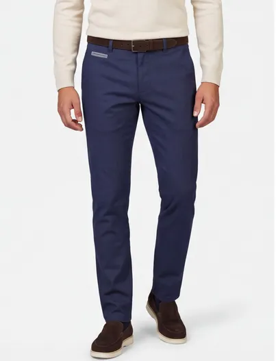 COM4 COM4 katoenen donkerblauwe modern chino