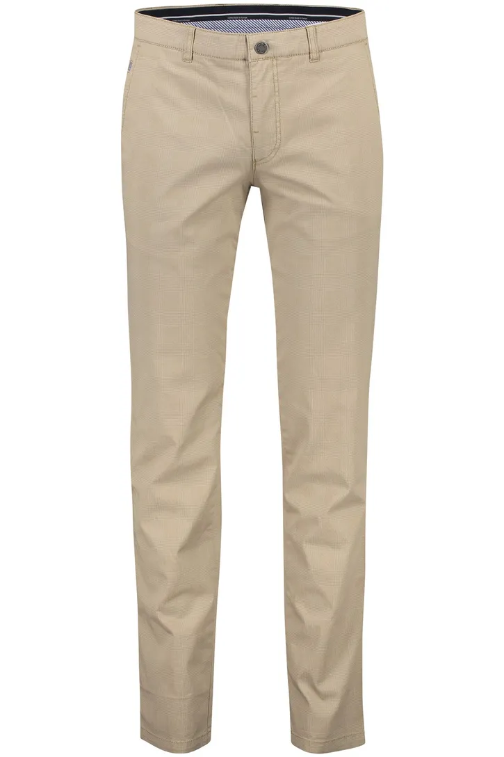COM4 beige print chino katoen Pantalon Big & Tall