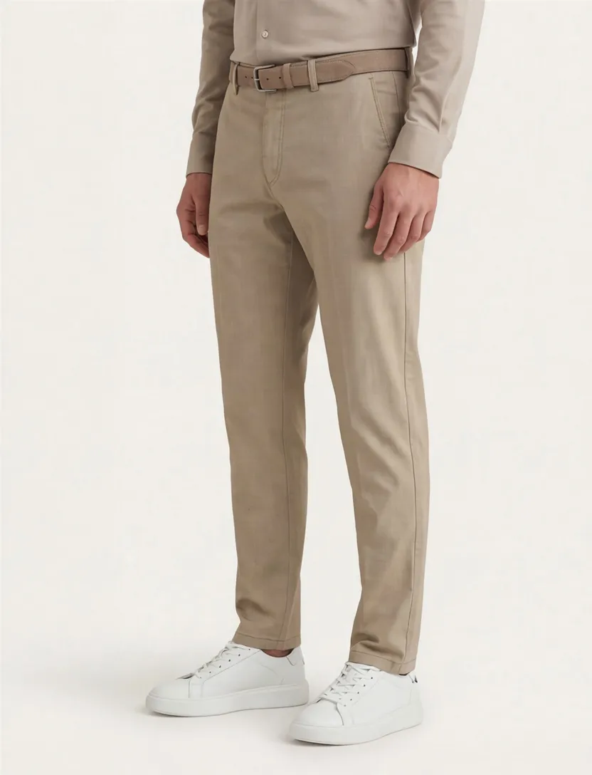 COM4 beige print chino katoen Pantalon Big & Tall